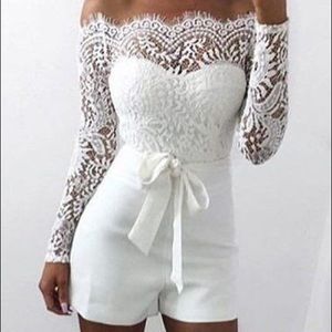 White Lace Romper NWOT